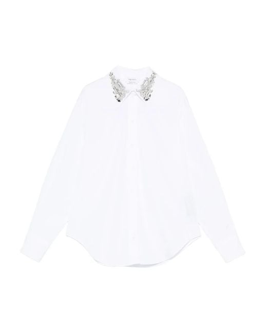 Alexander McQueen White Embellished-Collar Shirt