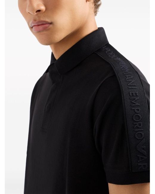 Emporio Armani Black Logo-tape Cotton Polo Shirt for men