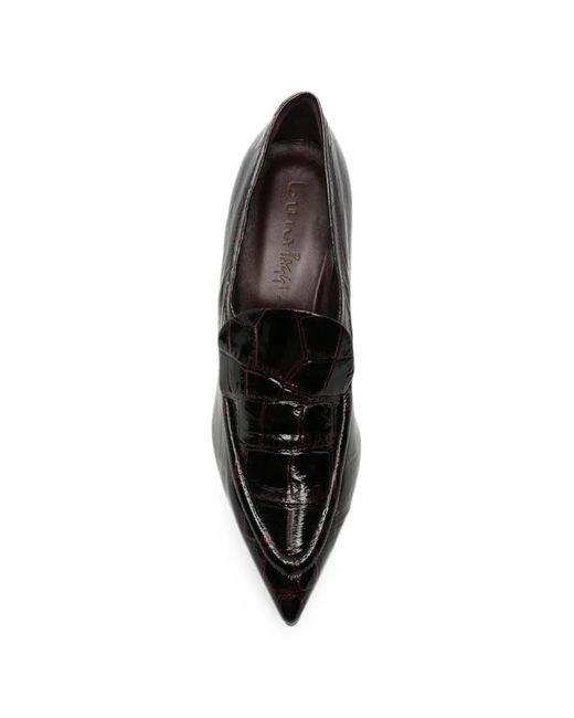 LORENA PAGGI Black Croc-Effect Pointed-Toe Pumps