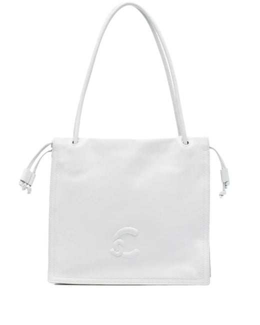 Coccinelle White Großer Dulse Tote Bag mit Logo-Prägung