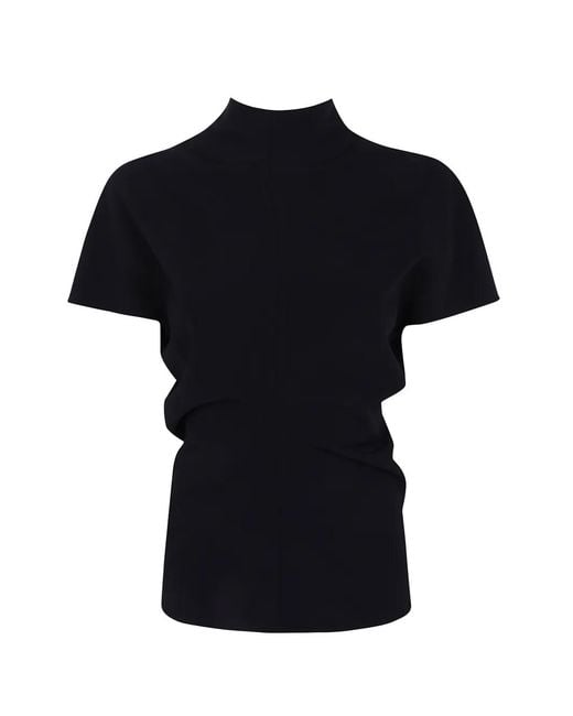 DR. HOPE Black Draped High-Neck T-Shirt