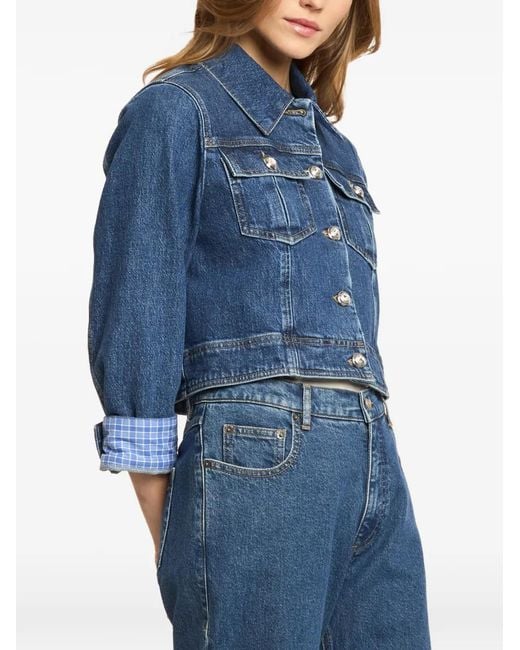 Cinq À Sept Blue Lexie Checked-Cuff Denim Jacket