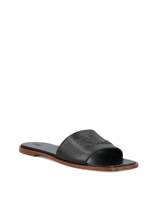 Chloé White Logo-Embellishment Flat Sandals