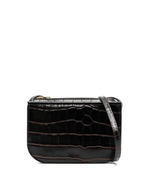 Mini sac à bandoulière à effet peau de crocodile Yu Mei en coloris Black