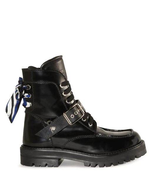 Emilio Pucci Black Marmo-Print Leather Boots