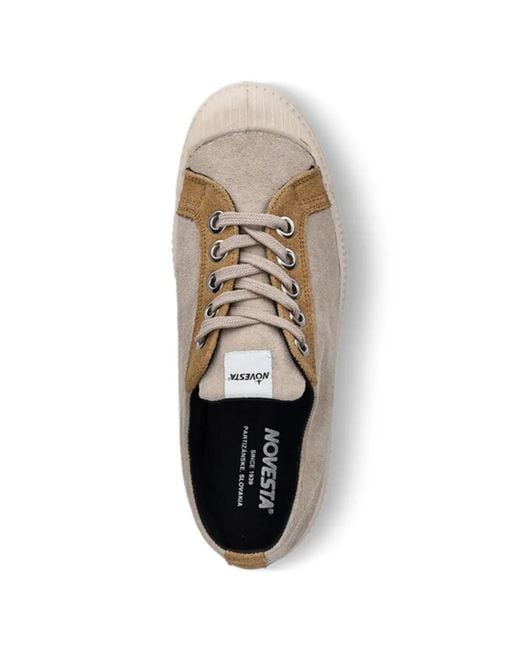 Novesta White Suede Panelled Sneakers