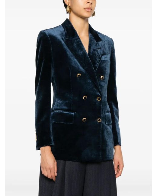 Tom Ford Blue Double-Breasted Blazer