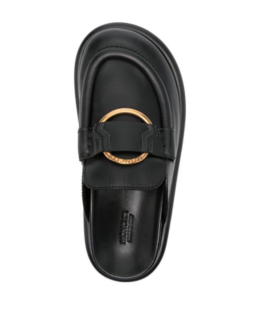 Moncler Black Bell Leather Mules