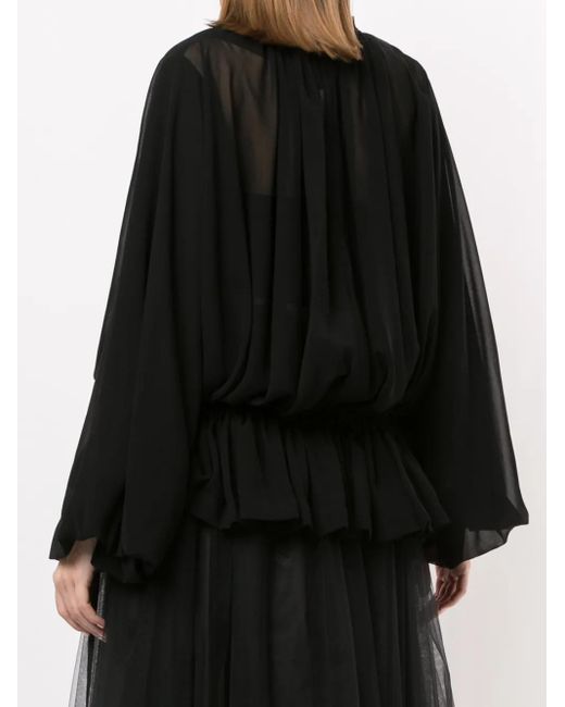 Comme des Garçons Black Draped Semi-Sheer Blouse