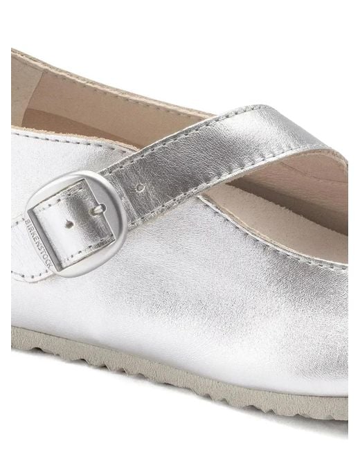 Birkenstock White Tracy Metallic Ballet Flats
