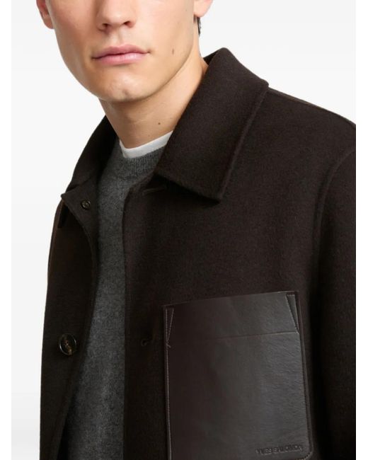 Yves Salomon Black Calf Leather-Patch Jacket for men