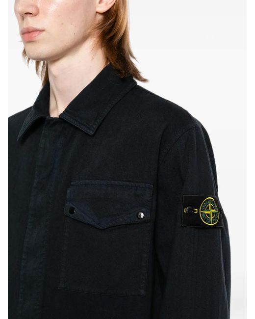 Stone Island Black Chemise À Motif Compass Et Poche Plaquée for men