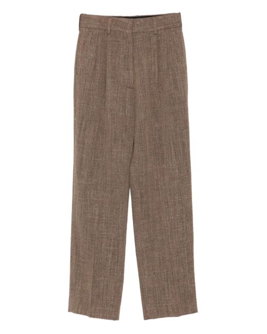 Blazé Milano ヘリンボーン プリーツパンツ Brown