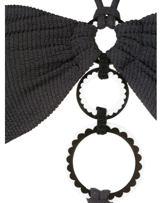 Amir Slama Black Ribbed-Detail Halterneck Swimsuit
