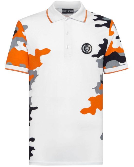 Philipp Plein White Camouflage-print Cotton Polo Shirt for men