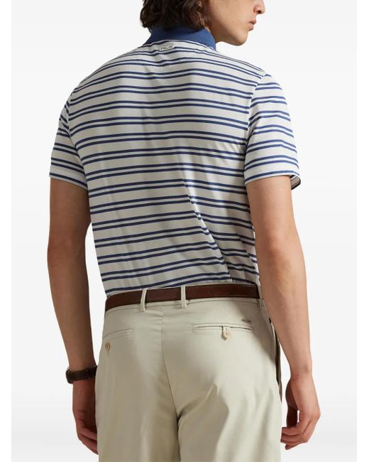 Ralph Lauren Gestreiftes Poloshirt Mit Drei Knöpfen in Blue für Herren