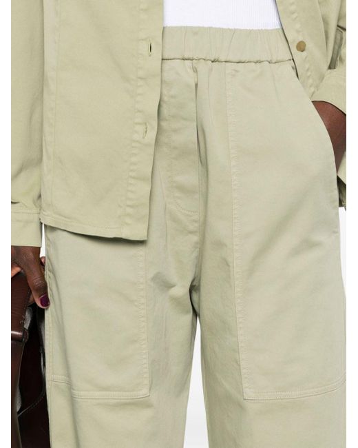 Forte Forte Green Peached Cotton Twill Palazzo Cargo Pants