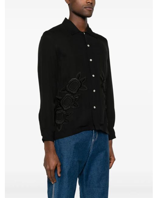 Bode Black Midnight Daffodil Shirt for men