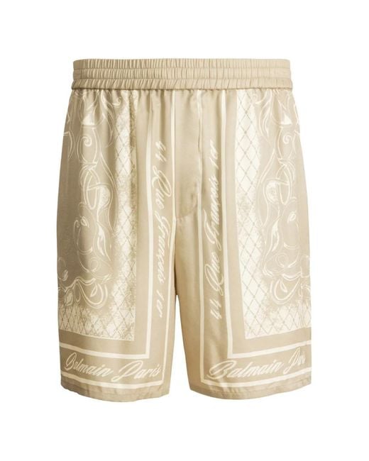 Balmain White Printed Foulard Pyjama Shorts for men