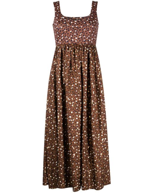 Cynthia Rowley Brown Leopard-print Silk Midi Dress