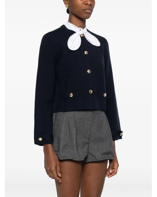 Maje Black Collar Button Cardigan