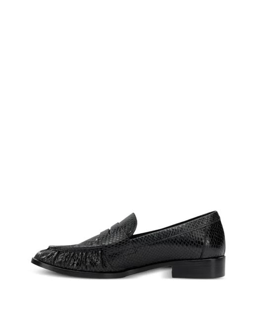 strategia shoes Black Snakeskin-Effect Loafers