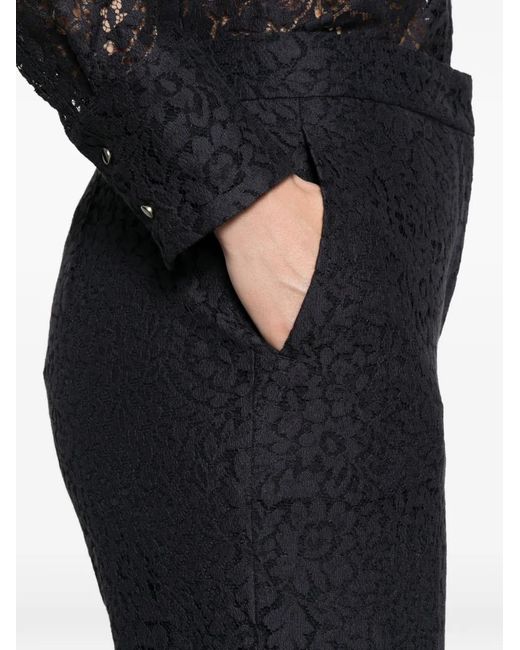 Max Mara Blue Corona Lace Straight-Leg Trousers