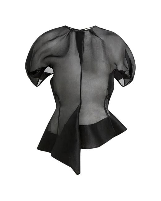 Khaite Black Rumi Draped Silk Organza Top