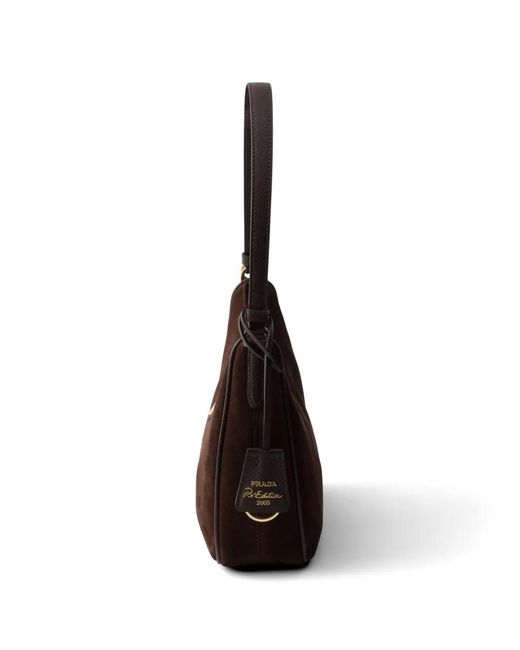 Prada Brown Re-Edition 2005 Suede Shoulder Bag