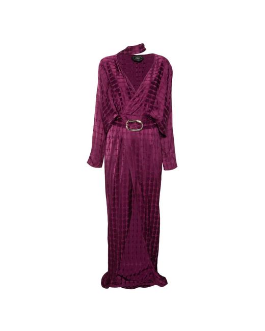 Taller Marmo Purple Dunaway Belted Printed Dress