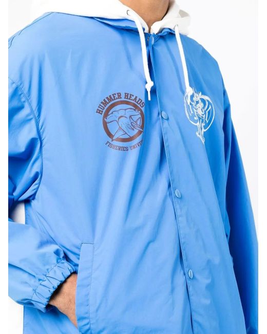 Undercoverism Blue Logo-Print Hooded Coat for men