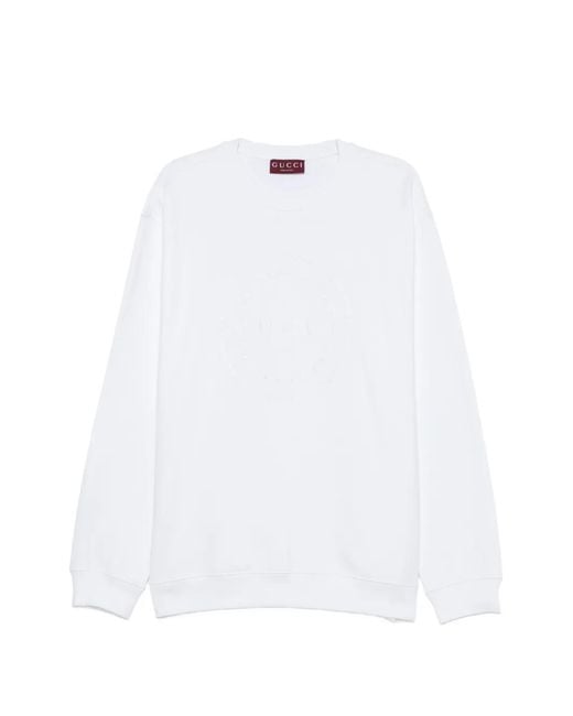 Gucci White Logo-Embroidered Sweatshirt for men