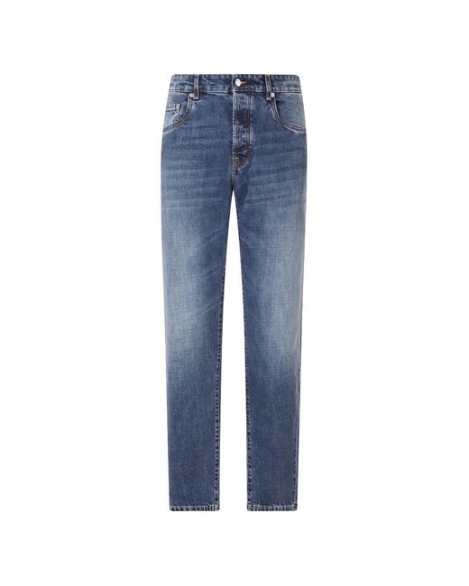 Department 5 Blue Faded-Effect Straight-Leg Jeans for men