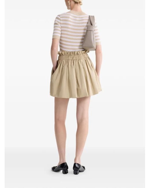 Patou White Striped-Pattern Ribbed Top