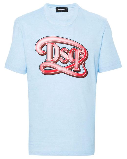 Logo-print cotton T-shirt DSquared² pour homme en coloris Blue