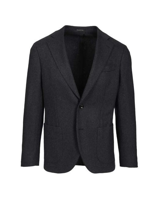 Al Duca D'aosta Black Single-Breasted Cashmere Blazer for men