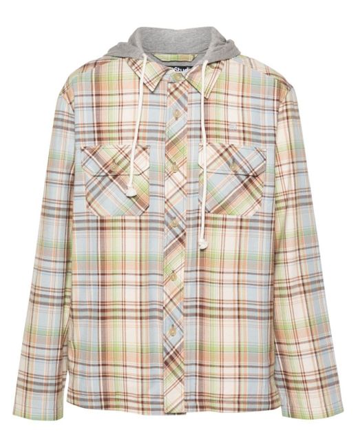 Acne Natural Buttoned Checked Hoodie