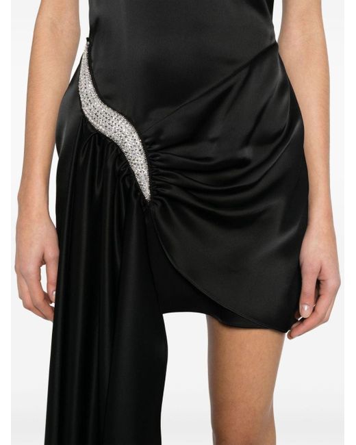 David Koma Asymmetrische Satijnen Mini-jurk in het Black