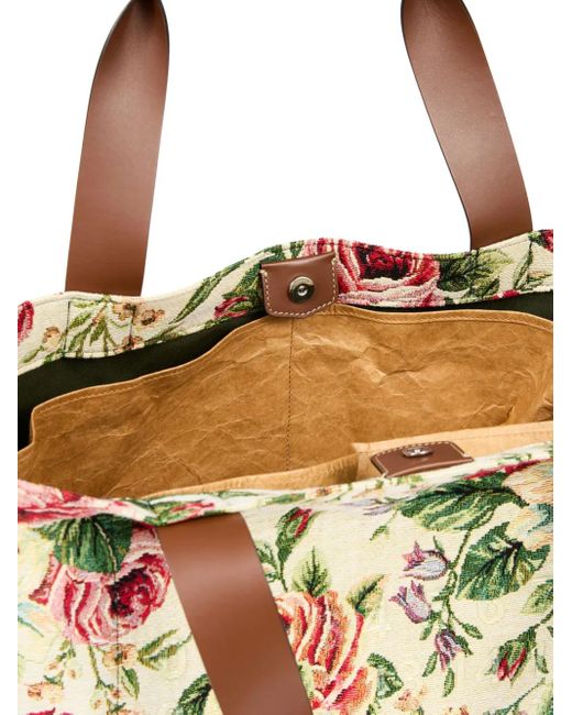 Maison Margiela Natural Large Floral-Print Tote Bag for men