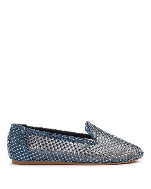 Le Silla Blue Gilda Crystal-Embellished Ballerina Shoes