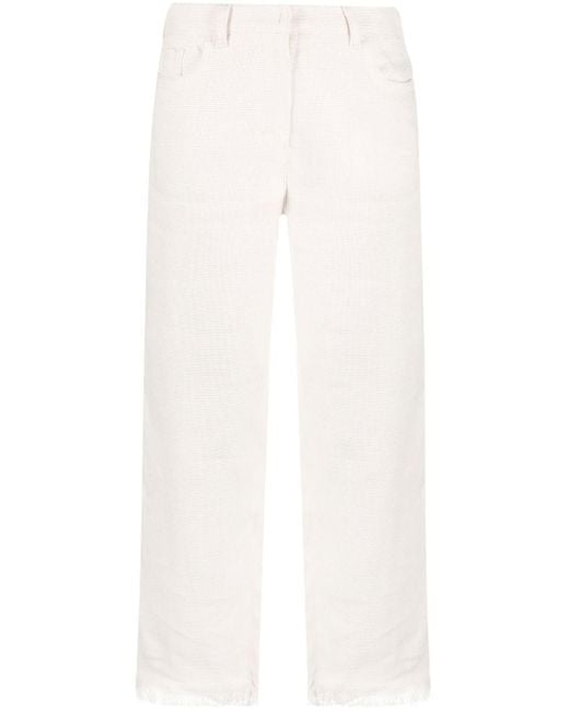 Pantalones capri con dobladillo deshilachado Max Mara de color White