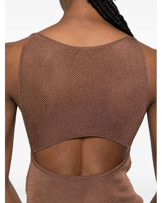 Isa Boulder Brown Strapless Layered Top