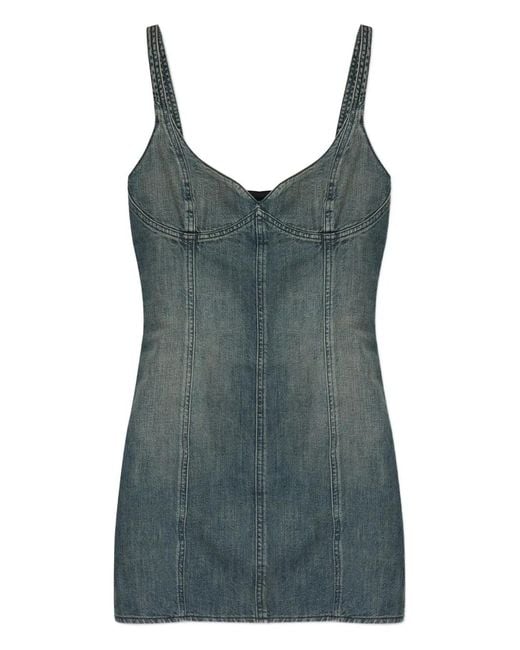 Balenciaga Green Denim Mini Dress