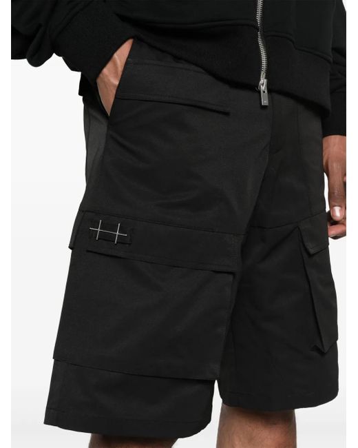 HELIOT EMIL Black Cellulae Cargo Shorts for men