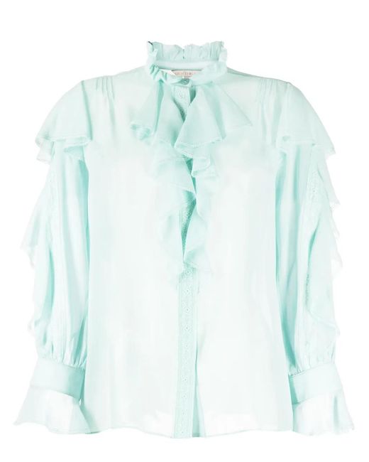 Shiatzy Chen Blue See-Through Silk Shirt