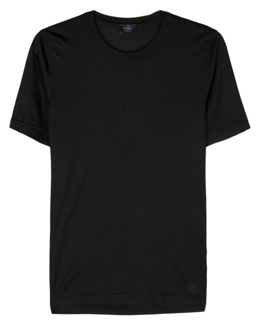 Barba Napoli Black Crew-neck Silk T-shirt for men