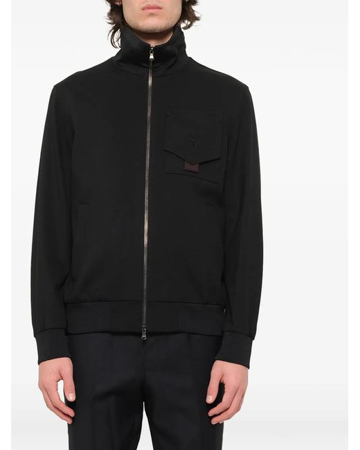 Wooyoungmi Black Logo-Embroidered Track Jacket for men