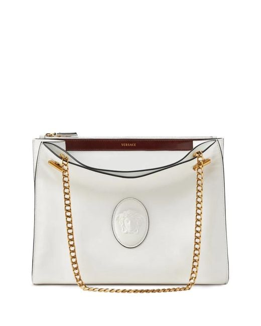 Versace White Cabine Leather Shoulder Bag
