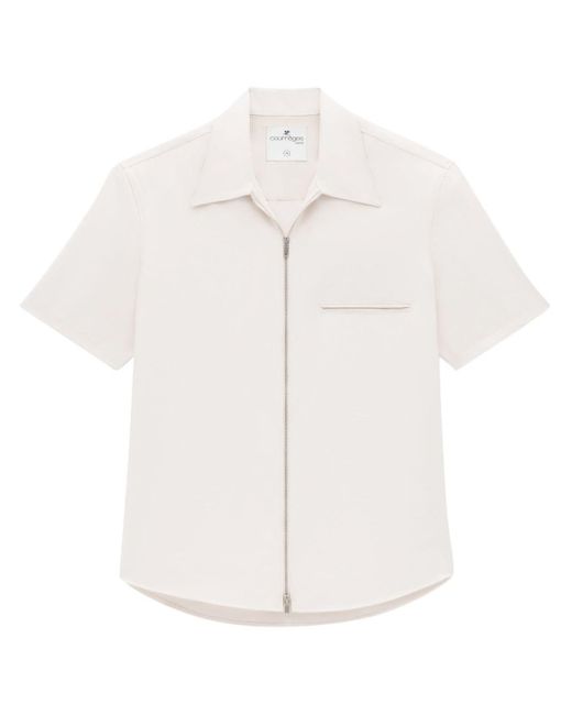 Courreges ジップアップ ツイルシャツ White