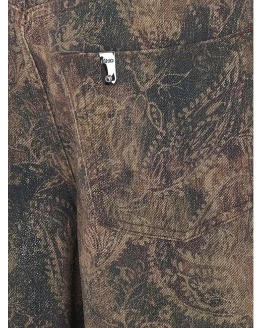 Liu Jo Brown Paisley-Print Wide-Leg Jeans